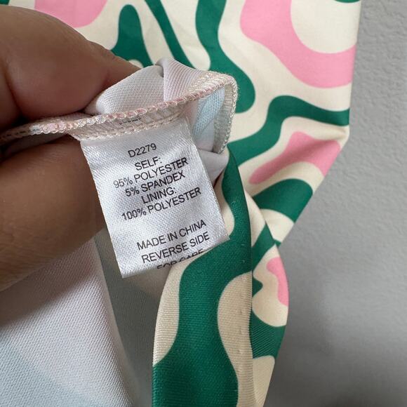 Alexia Admor Size Small Sheath Dress Pink Green Abstract Print Short Sleeves - Picture 10 of 10